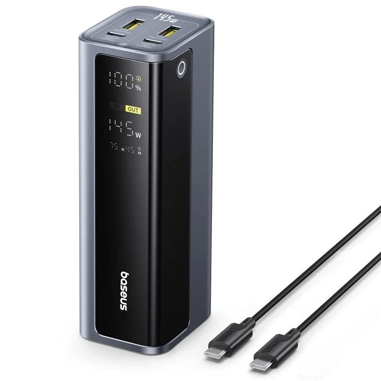 Original Baseus 145W Power Bank 20800mAh front view with digital display for laptop and smartphone fast charging